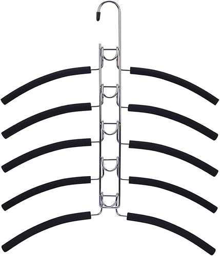 Miniatura 4 de Nature Smile 4 unidades 5 en 1 antideslizante múltiples perchas de suéter, varias capas de ropa de armario, estante de ropa, resistente de metal,