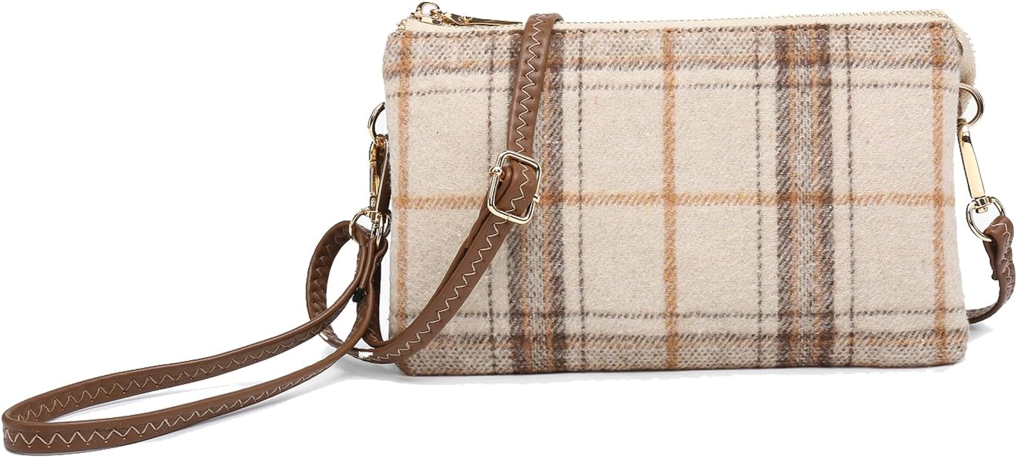 JEN & CO. Riley Plaid Small Crossbody Bags Vegan Leather Wristlet