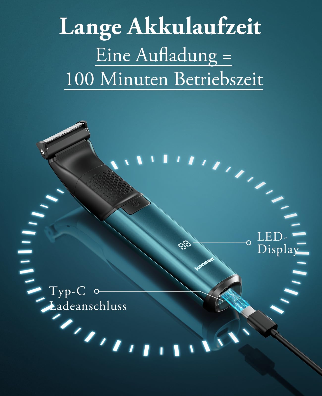 kensen Intimrasierer Mann, Rasierer Herren Intimbereich 2 In 1 Körperrasierer Herren Nass- & Trockenanwendung Intim Rasierer Männer Typ-C Body Groomer Men Aufsteckkämme Brust Achselhöhle Leiste