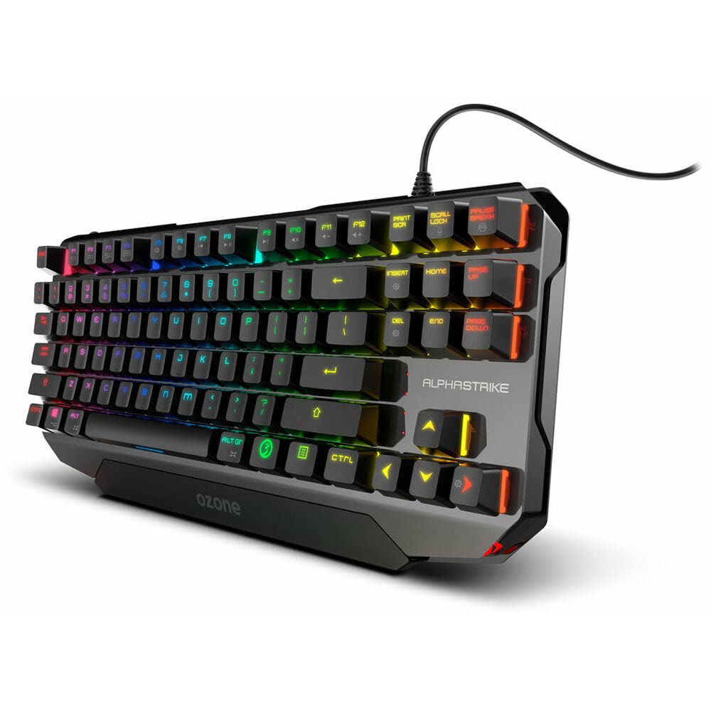 Ozone Gaming, Teclado GamingAlpha Strike, OZALPHASTRIKESP, Teclado Mecanico, Switches Outemu Red, Iluminacion LED RGB, Silencioso, Numerico, Layout Español