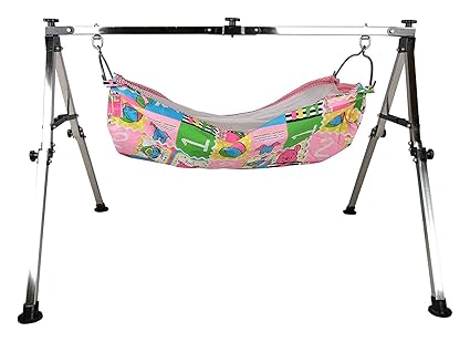 AMDOT Made in India Baby Swing Cradle for New Born Boy's and Girl's Portable Foldable Jhula for Kids and Babies for Easy Sleeping