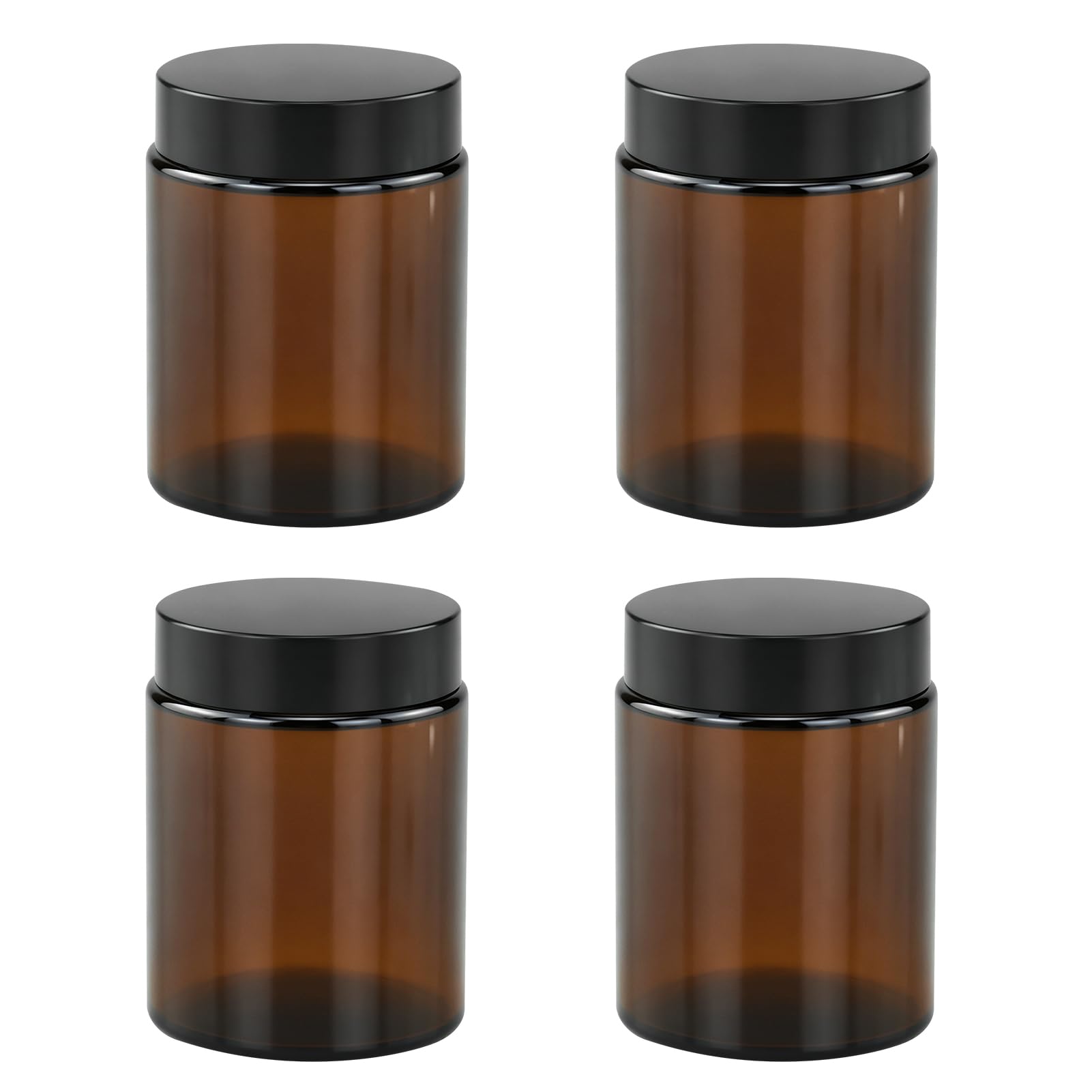 4 Pezzi Marrone Vasetti Vetro Ambrato,Barattoli Di Crema Vuoti Ricaricabili,Vetro Contenitori Creme,Contenitori Per Cosmetici Da Viaggio,Barattoli Per Cosmetici,Creme,Lozioni