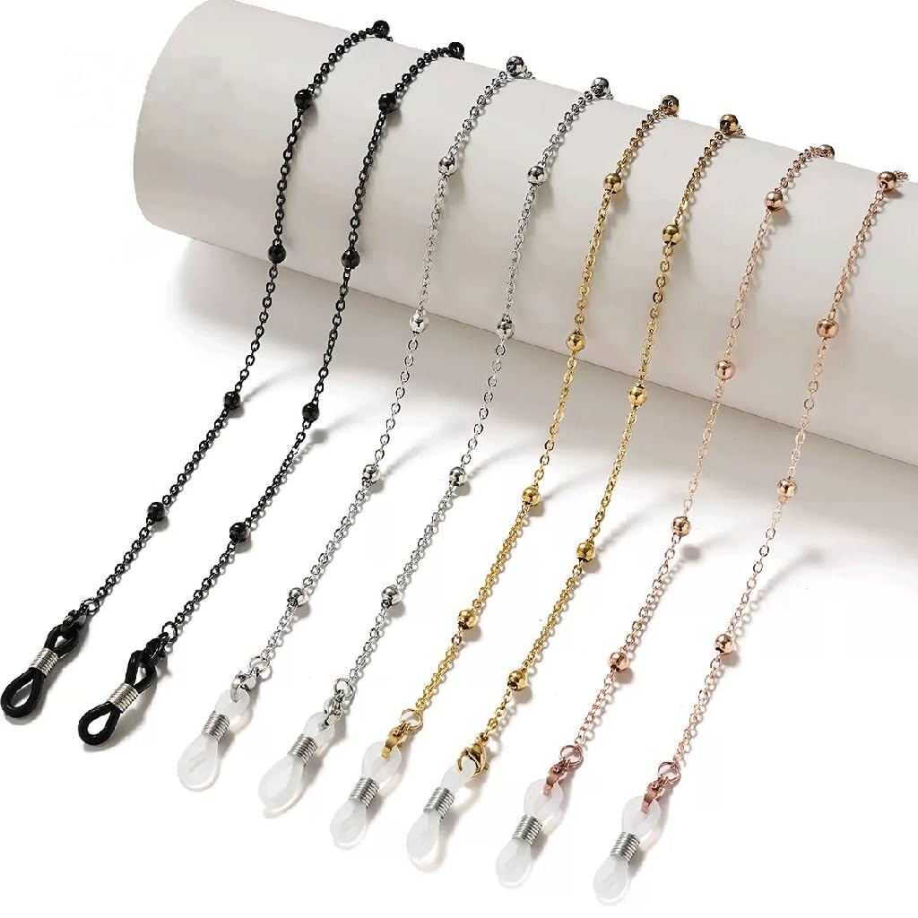 Cadena de Metal for Gafas, Gafas de Sol, Cadena for el Cuello, Cadena for Auriculares(Svart)