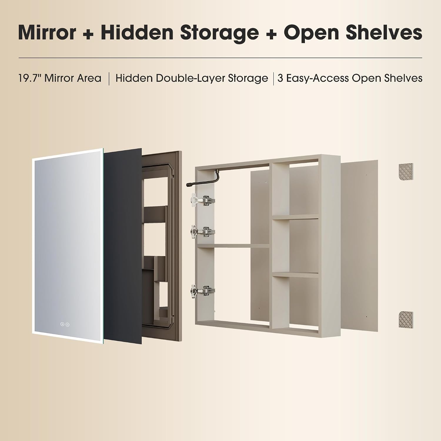 STARLEAD 29.5 x 27.5 Inch LED Bathroom Mirror Cabinet
