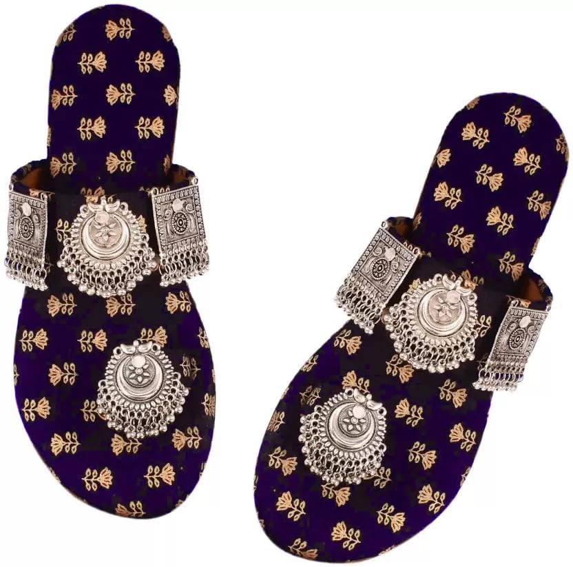 Ethnic printed blue sleeper 04 for women, Trendy flip flop for girls (9) (B0D66PPVM1) Amazon Price History, Amazon Price Tracker