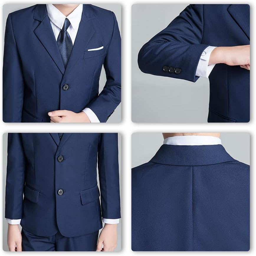 JPF Boys Formal Suits Slim Fit 5 Piece Kids Suit Jacket Pants Set with Dress Shirt and Tie for Wedding Prom - Image 5