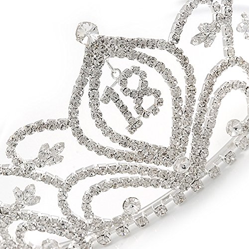 Tiara de princesa 18 para bodas y bailes de graduación con cristales 3