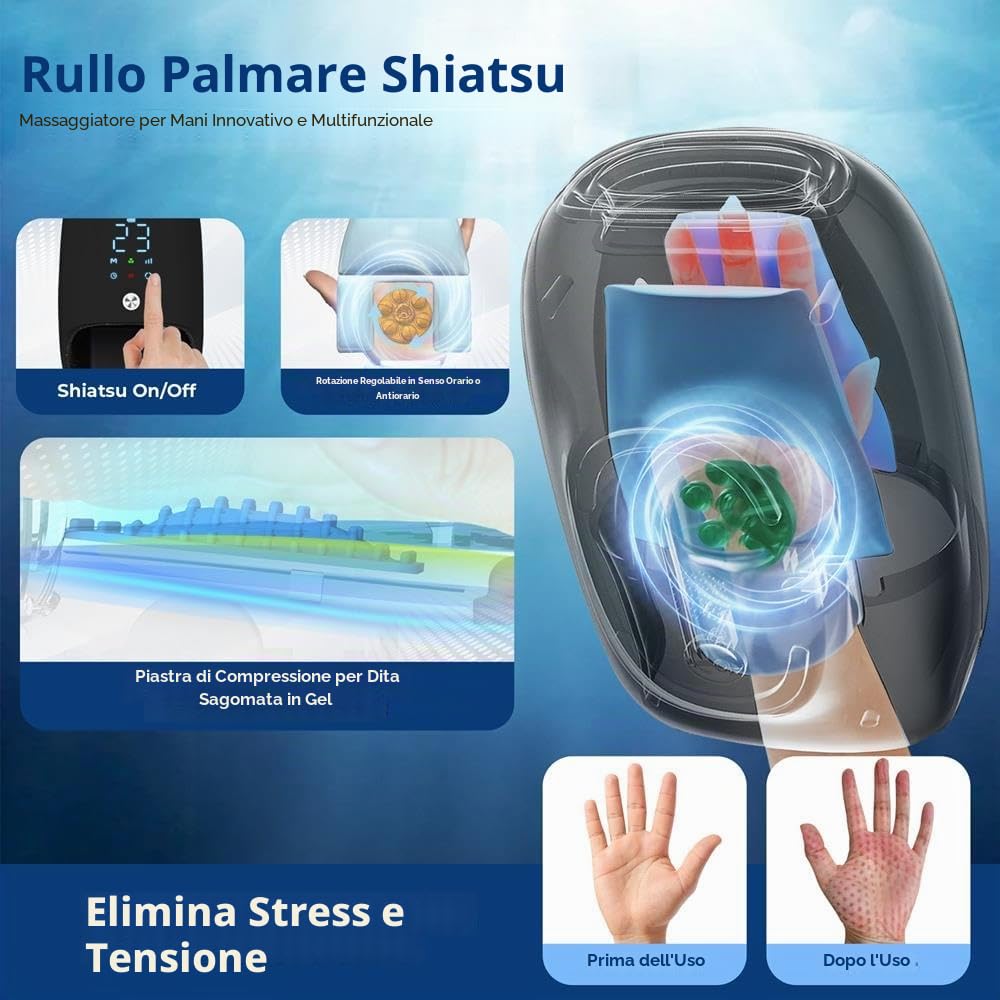 SereneLife Massaggiatore Mani con Calore 45°C e Compressione con Impastamento, 6 Modalità, 6 Livelli di Intensità, 3 Timer 15/30/60 Minuti per Relax e Sollievo delle Tensioni Muscolari