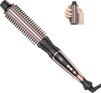 1.25 Inch Thermal Brush for Blowout Look, Heated Round Brush with Dual Voltage & Adjustable Temperature, Smooth & Voluminous Curls, Travel-Friendly Hair Styling Tool Rose Gold, 1 1/4 inch