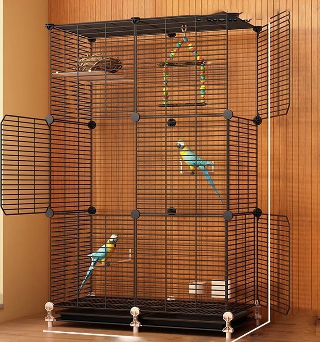 Large Bird Flight Cage with Rolling Stand for African Grey Parrot Cockatiel Sun Parakeet Conure Lovebird Canary (29.1" L x 14.5" W x 46.0" H) 29.1"L x 14.5"W x 46.0"H