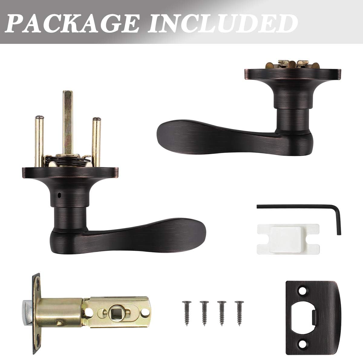 Flаѕh Dеаlѕ - 80% оƒƒ knobelite 5 Pack Camelot Trim Hall and Closet Lever Passage Door Lever, Keyless Door Lock for Right/Left Handed Reversible Interior Door Handle with Wave Style in Oil Rubbed Bronze