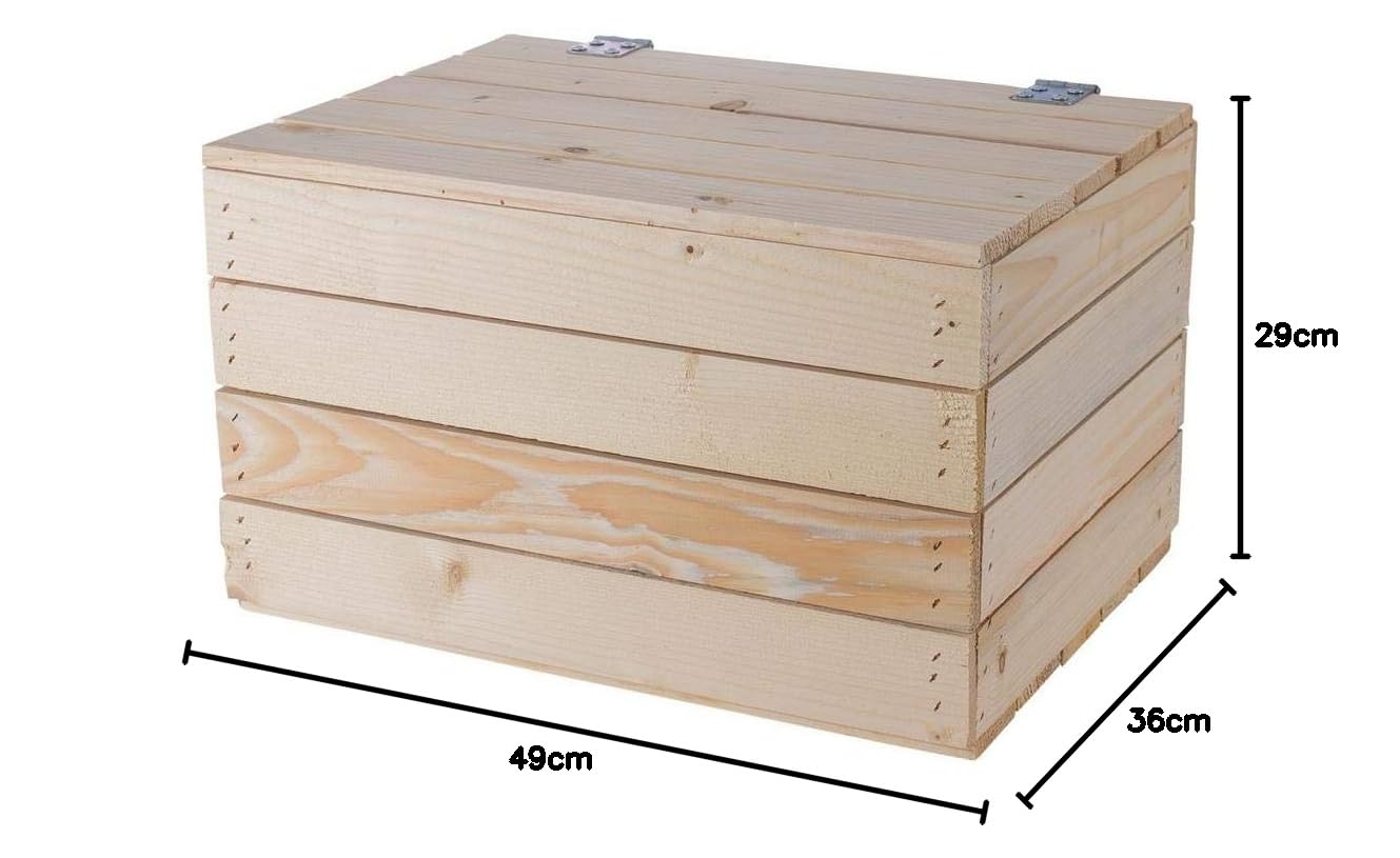 2 helle natur Holztruhen 49cm x 36cm x 29cm Obstkisten Weinkiste Truhe unbehandelt Vintage Look Landhaus Wohnzimmer Schatztruhe Kiste aus Holz