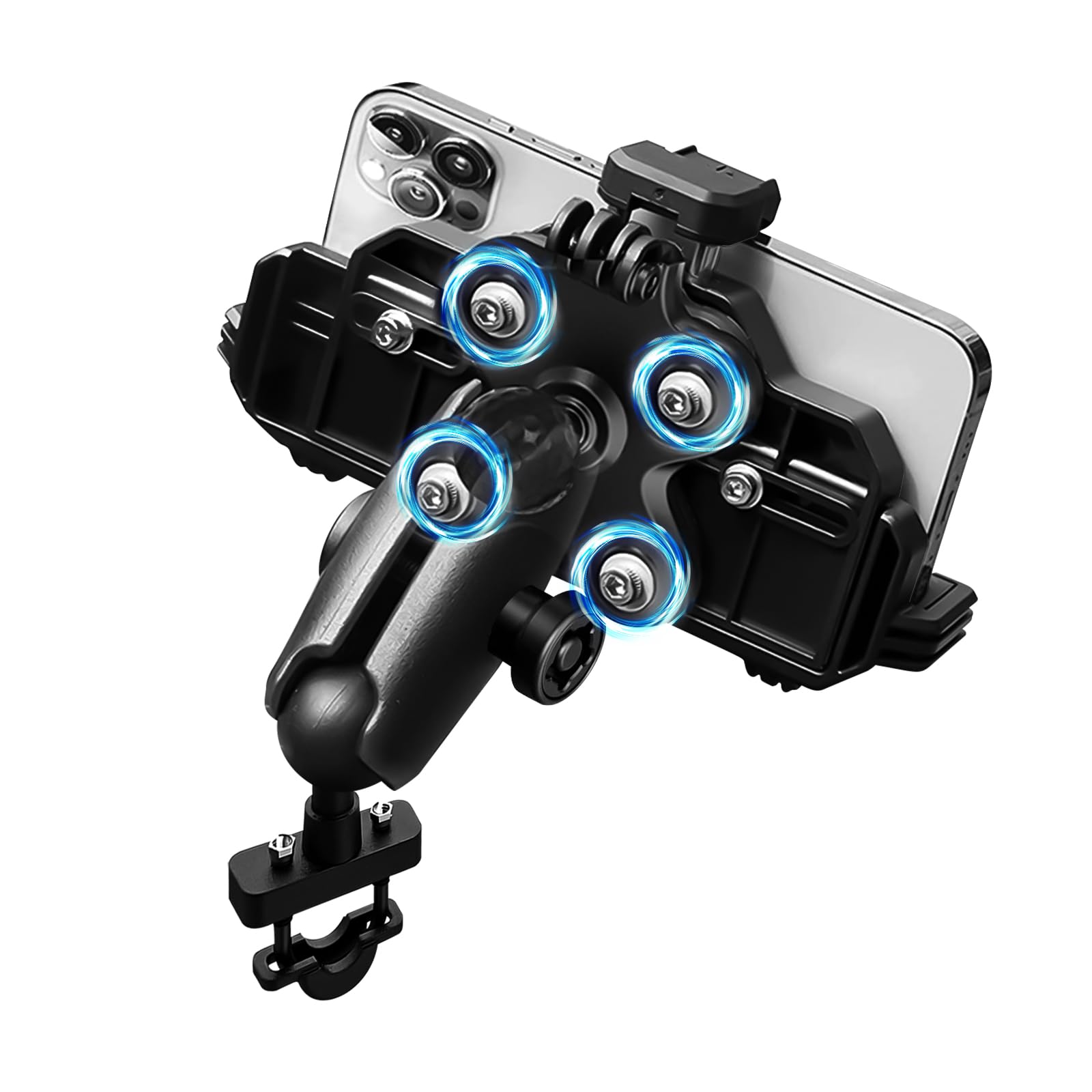 Supporto per telefono da moto con smorzatore di vibrazioni e blocco sicuro ad alta velocità, supporto antifurto per telefono per moto, bici, bicicletta, adatto per telefoni da 4,8 a 7,2 cm
