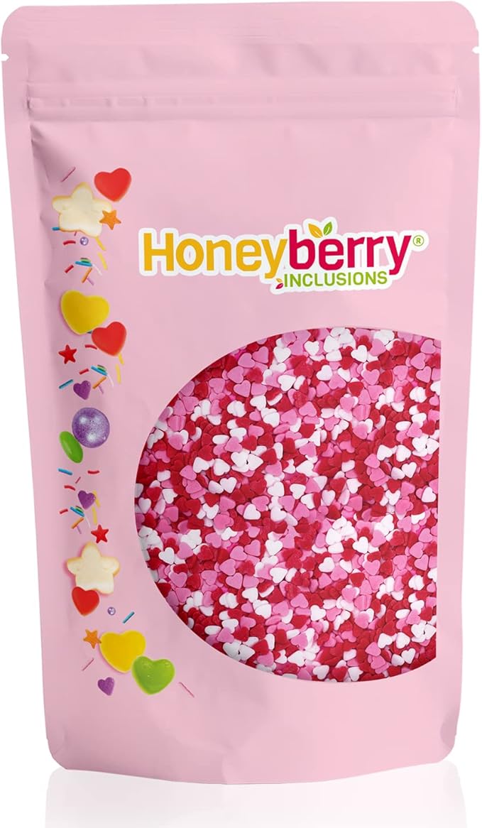 HONEYBERRY INCLUSIONS Pink Red White Hearts 200g Premium Edible