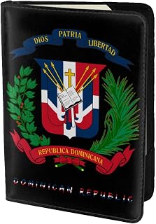 Passport Cover Holder for Travel Coat of arms of Dominican Republic Dominicans Republic flag Wallet Case Passport Book Holders with Card Boarding Pass Slots RFID Blocking Travel Must