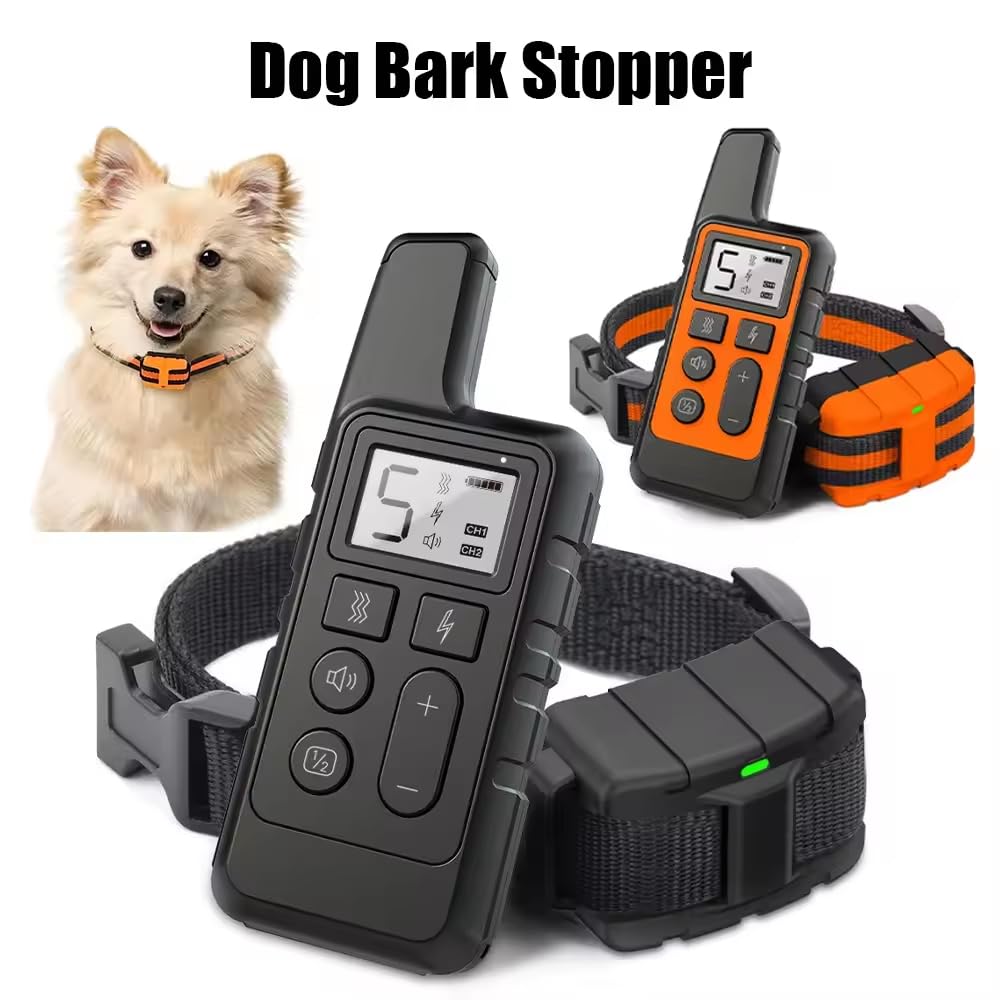 Electronic Dog Training Collar Portable Intelligent Remote Control Stop Barker Waterproof Rechargeable Shock Collar Pet Supplies