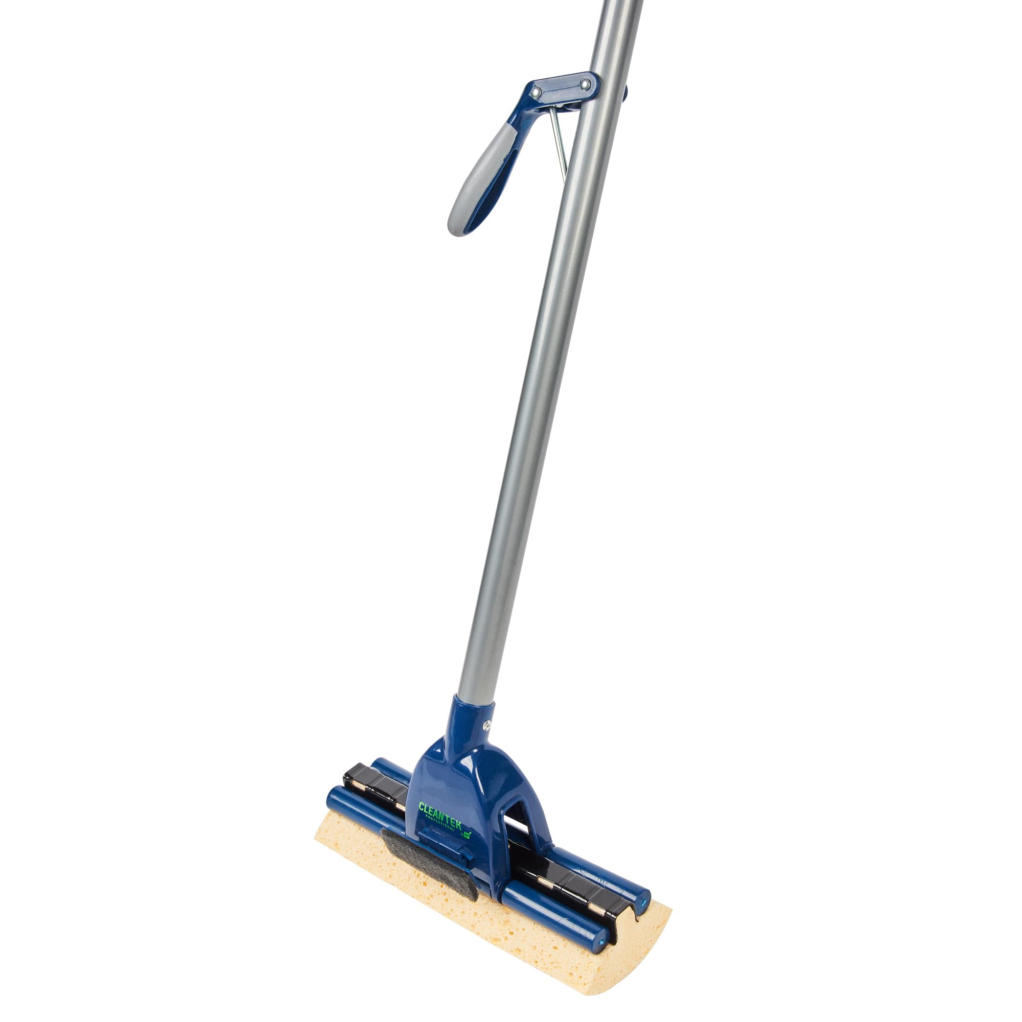 Restaurantware Clean tek - Mopa Profesional autoescurrida, 1 fregona de Esponja Absorbente, Mango de 48 Pulgadas, fijación Segura, Esponja de celulosa Azul, para Limpiar baños, cocinas y más