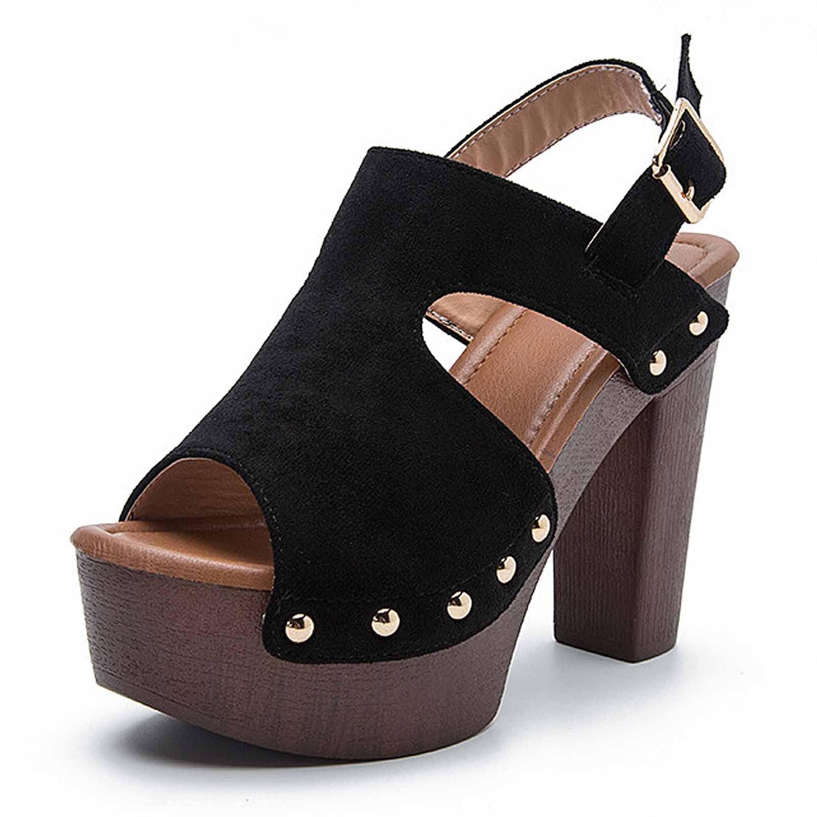 Talons blocs peep toe pour femmes et nu-pieds à bride ajustée tendance