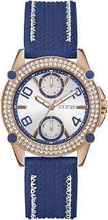 GUESS Sporty Spice Collection Multi-Function Womens Analog White Dial Coloured Quartz Silicone Band Watch, Round Dial with 38 mm Case Width - GW0554L5