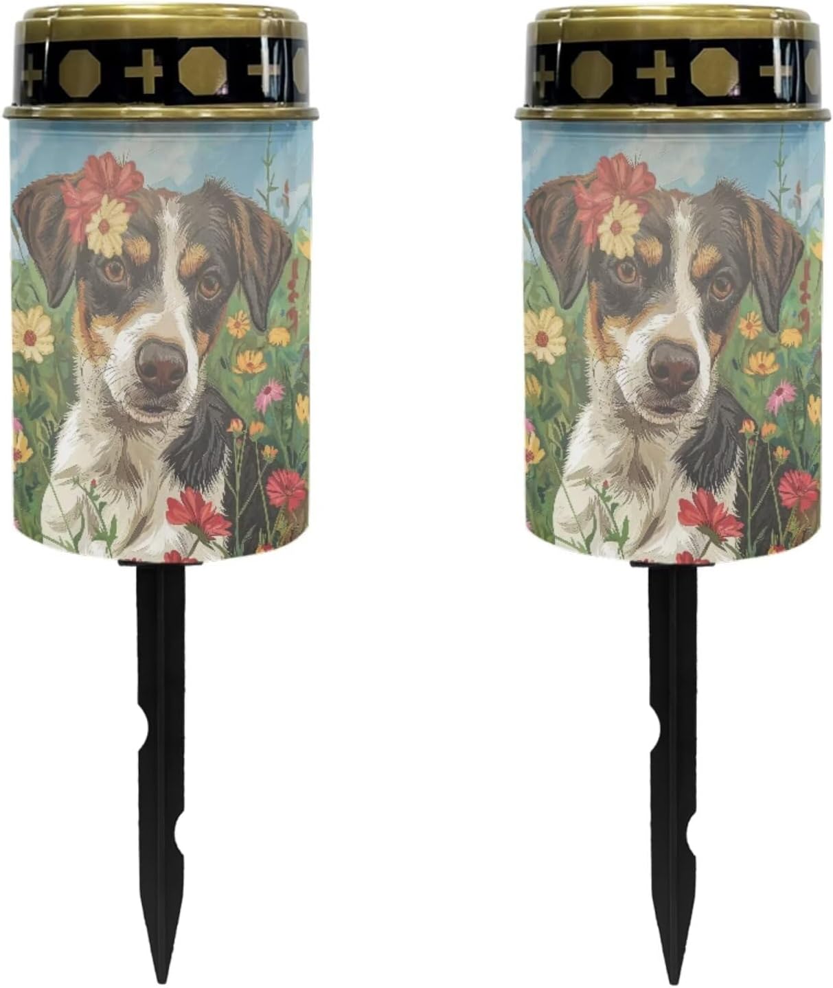 Cute Panda Cemetery Solar Lights Waterproof LED Flameless Candle Landscape Stake Lights Cemetery Decorations for Grave Automatic Solar Light Sympathy Gifts 2 Pcs