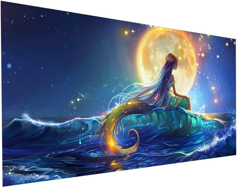 Peinture diamant lune 40x80cm avec accessoires complets pour loisirs créatifs