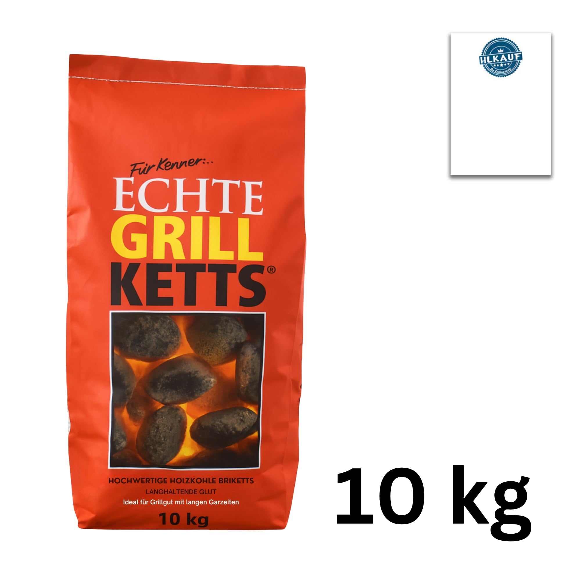 Holzkohle Grillbriketts Feuer&Flamme Premium Qualität | 3kg 10kg Made in Germany für Holzkohlegrill Smoker Briketts Kohle & HLKauf-Block (Briketts 10kg & HLKauf-Block)
