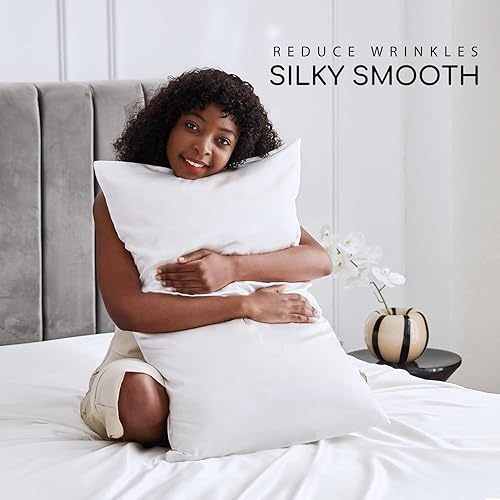 Miniatura 3 de MR&HM - Sábanas de satén para cama tamaño Queen, juego de ropa de cama sedosa de 4 piezas con esquinas tipo bolsillos profundos para colchón de 15