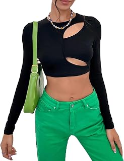 Silunma2021 Women Hollow Out Slim Pullover Long Sleeves Casual Sexy Tunic Short Top Cotton Solid Color Stretchy T-Shirts