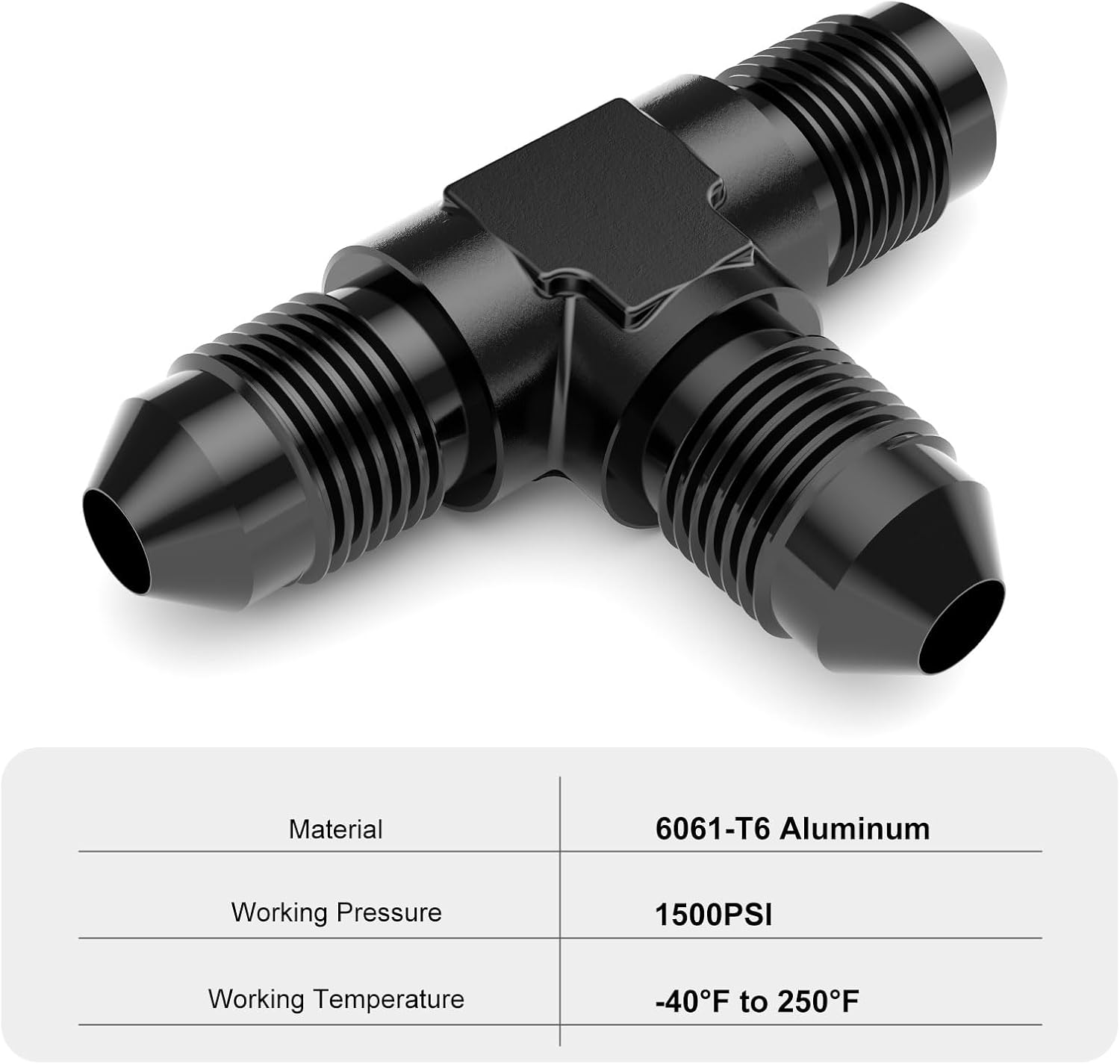 4AN Male Flare Tee Fitting Adapter T Union Aluminum Black