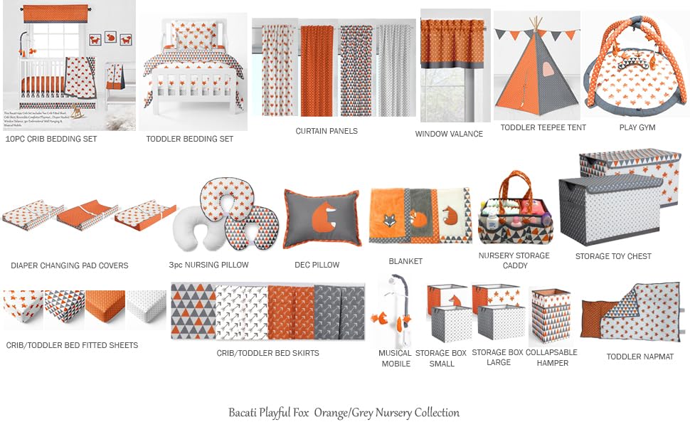 Miniatura 7 de Bacati - Gimnasios y tapetes de juego para bebés (naranja zorrogris)