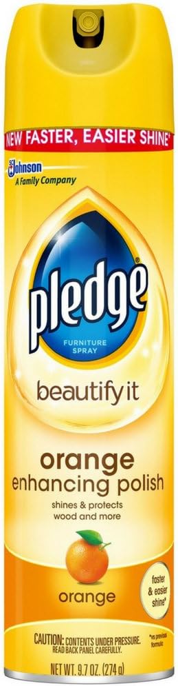 Pledge Multisurface Furniture Polish Spray, Works on Wood, Granite, and Leather, Shines and Protects, Orange, 9.7 oz - Pack of 12