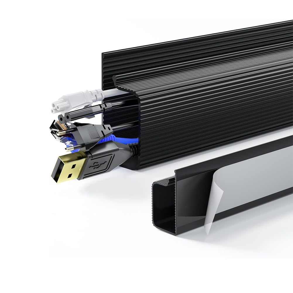 Serplex® Self-Adhesive Cable Organizer Under Desk Wire Management Tray 15.7 Inch Open Channel Rail for Power Cords Data HDMI Ethernet Cables Home Office Workspace Tidy Storage Solution