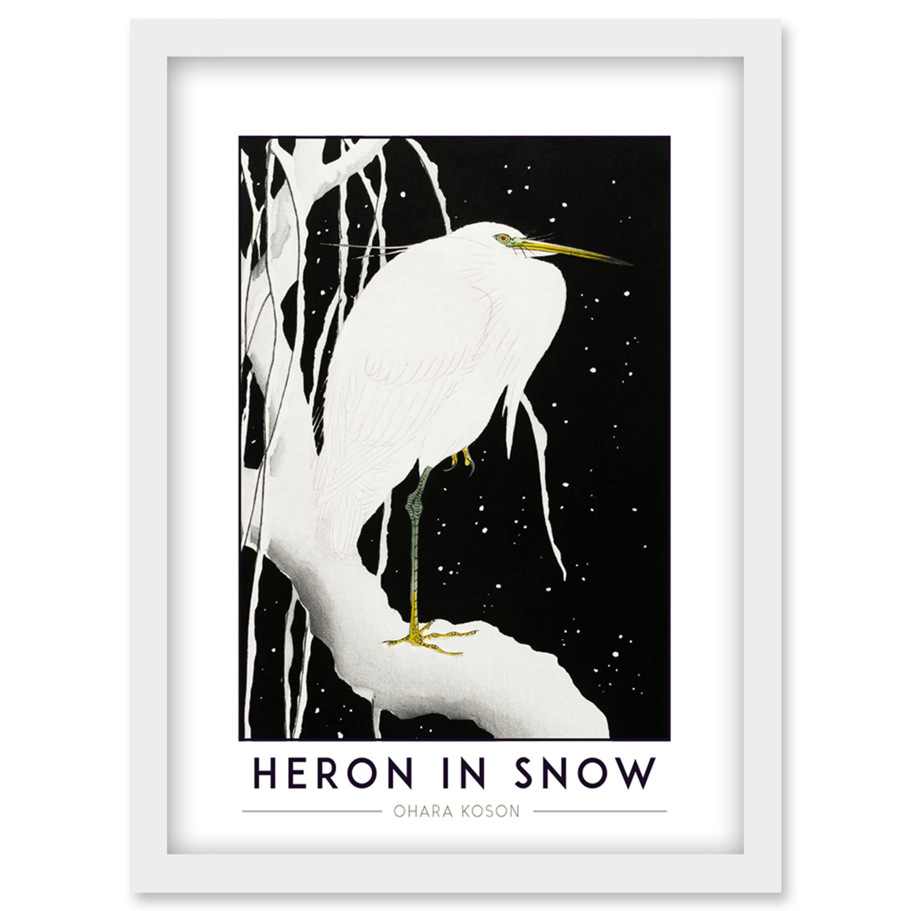 Ohara Koson Heron In Snow Framed Wall Art Print A4 - Artery8