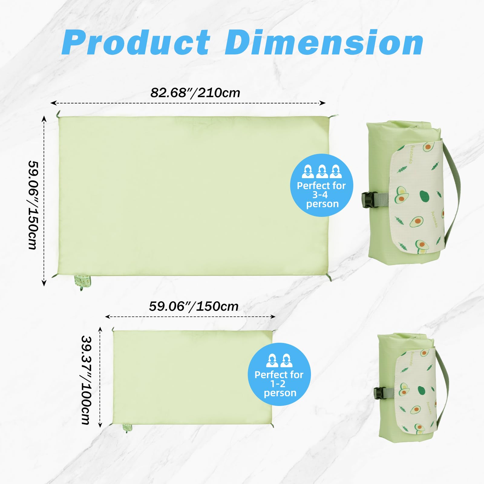 Fun Quest Ultralight Beach & Camping Blanket – 0.42lb/0.66lb Waterproof & Sandproof | Quick-Dry, Compact, Fits in Pocket | Ideal for Travel, Hiking, Park Picnics & Outdoor Adventures