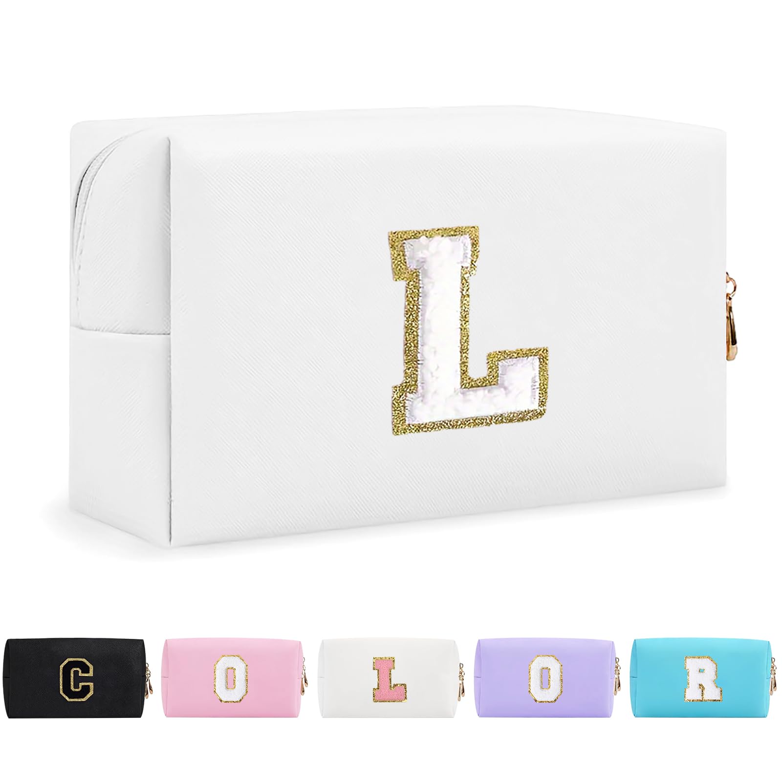 Bolsa de Maquillaje, Bolsa de Cosméticos Impermeable de Viaje, PU Cuero, Neceser de Baño, Bolsa De Aseo Y Almacenamiento para Mujer,Cosas Preppy para niñas Adolescentes (Letra A-Z) — view 284