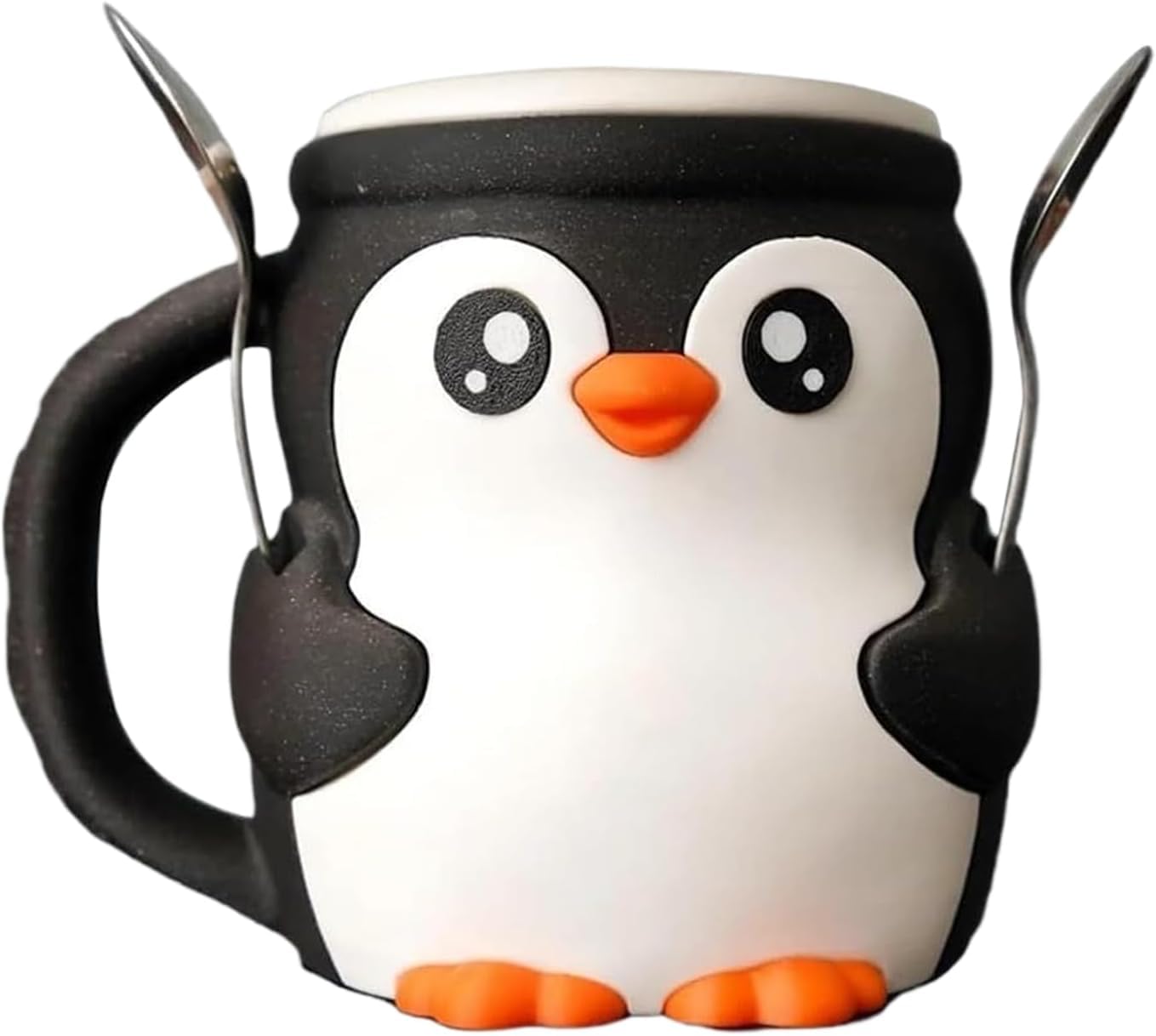 Manchon à glace pingouin avec cuillère pour des pauses gourmandes sans se geler les mains