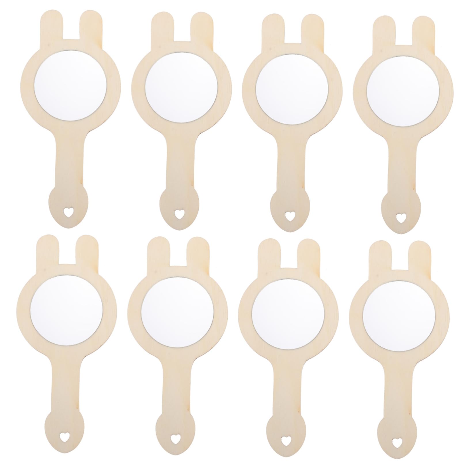 SUPVOX Unfinished Mirror Toys for Boys and Girls 8pcs Wooden Makeup Mirrors Arts and Crafts DIY Printing Children's Accessory