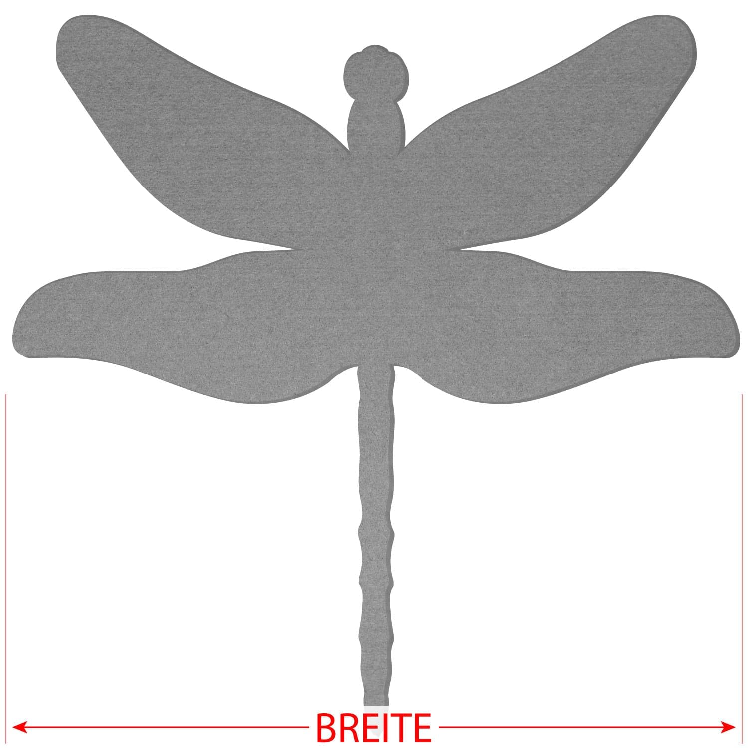 Libellule en feutre gris – Décoration bricolage 3 à 60 cm, lot de 50 pièces, largeur : 57 cm de large