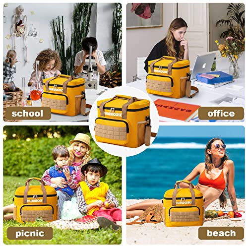 Blinworld Insulated Lunch Bag,Leakproof Large Lunch Cooler Bag For Adult Men Women To Work, Picnic, 10.24" X 7.87" X 11.42", Yellow #TOP6