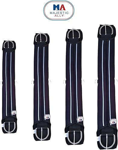 Miniatura 4 de Majestic Ally Hebillas de neopreno de acero inoxidable para cincha recta, color negro, 22 pulgadas, 26 pulgadas, 30 pulgadas y 34 pulgadas