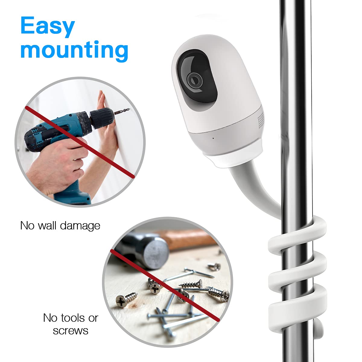 HOLACA Nooi e Supporto flessibile baby monitor fotocamera 2K telecamera sorveglianza interna bianco