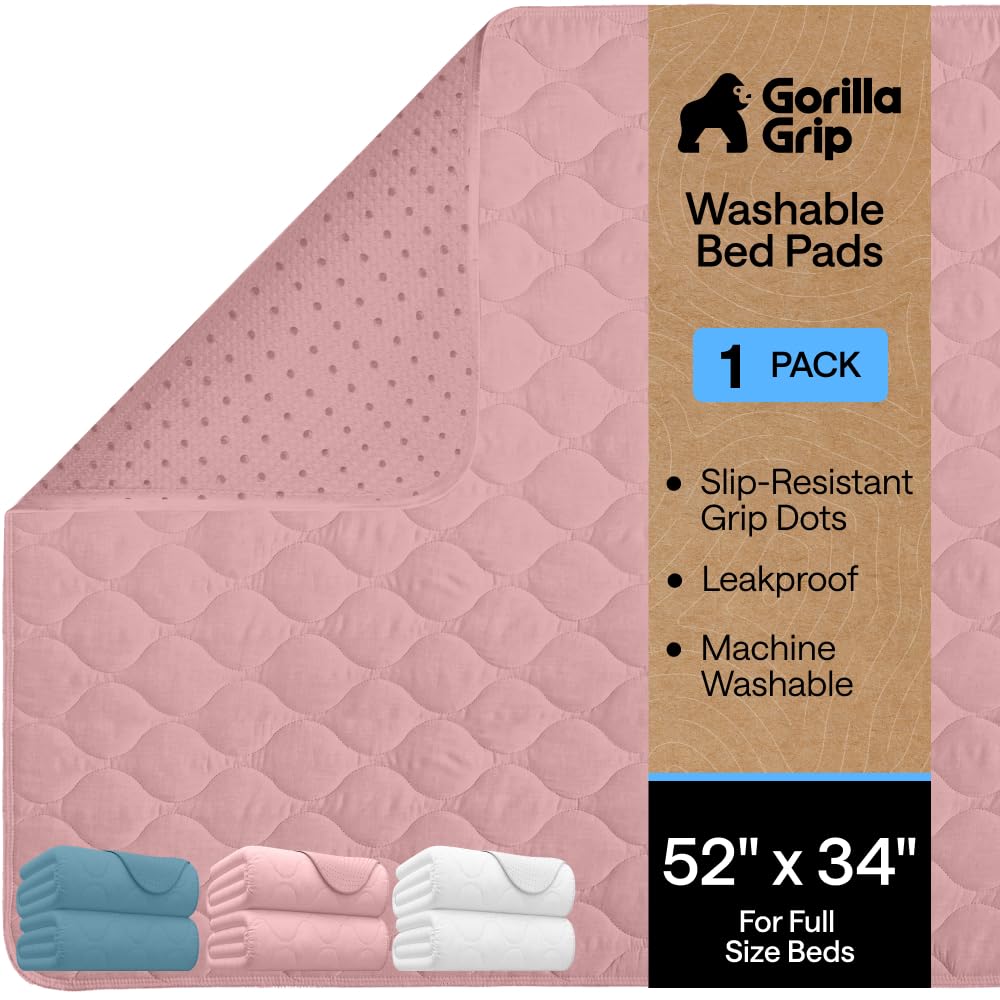 GORILLA GRIP Cuscinetti lavabili impermeabili riutilizzabili ad alto assorbimento per incontinenza a prova di perdite per bambini 132 x 86 cm protezione antiscivolo per enuresi notturna adulti