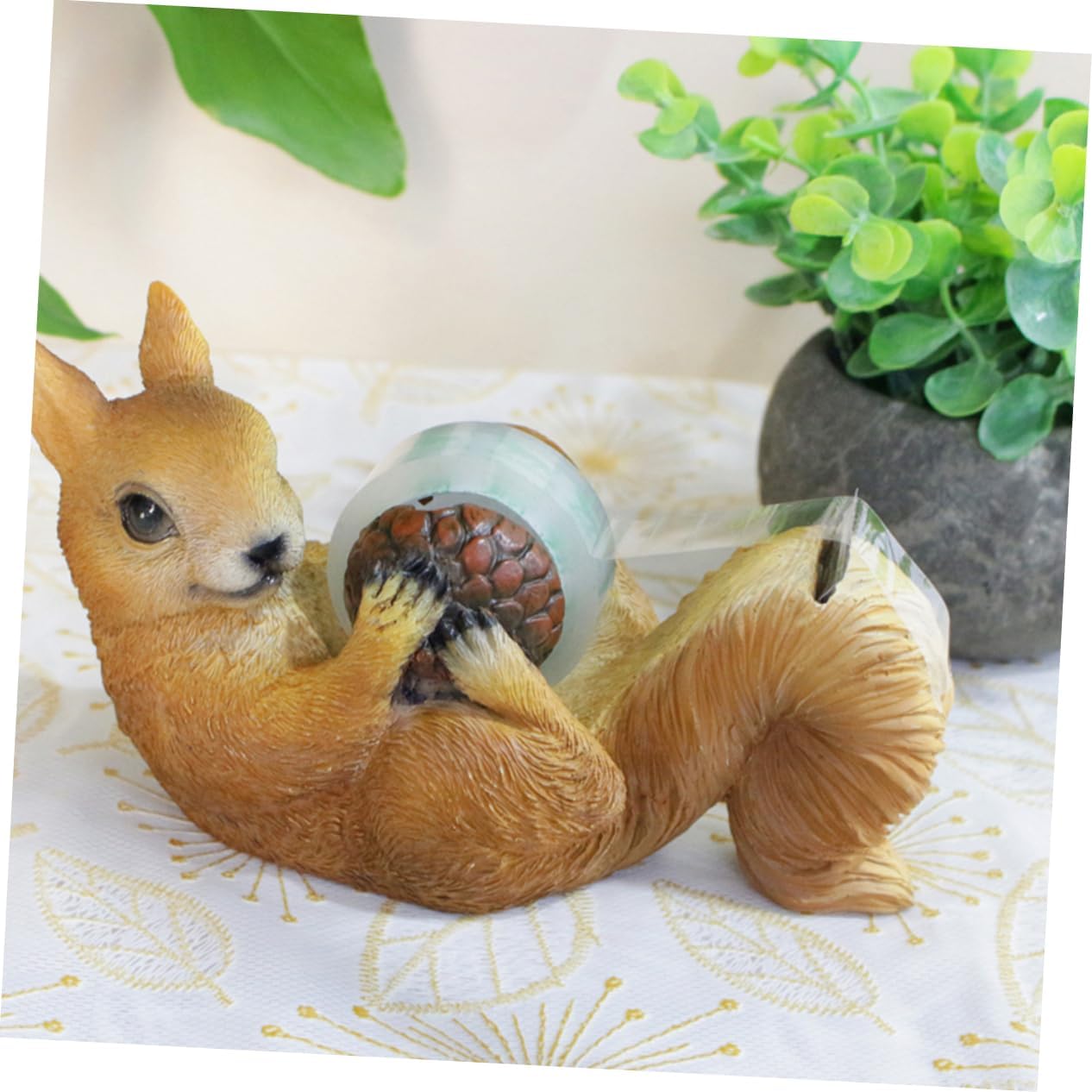 VICASKY Cute Squirrel Tape Holder Dispenser Vintage Resin Masking Tape Cutter for Home Office Desktop Organizer Decorative Functional Accessory for Creative Workspaces