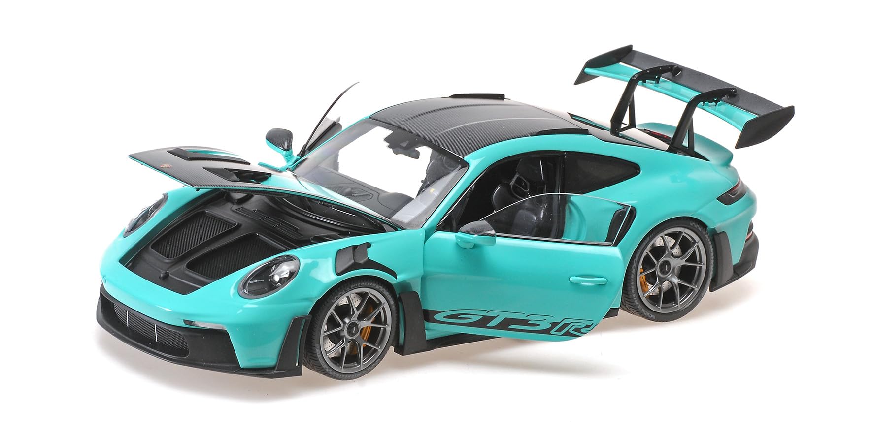 Minichamps 2024 911 GT3 RS Green with Carbon Top and Hood Stripes Limited Edition to 400 Pieces Worldwide 1/18 Diecast Model Car MC110062026
