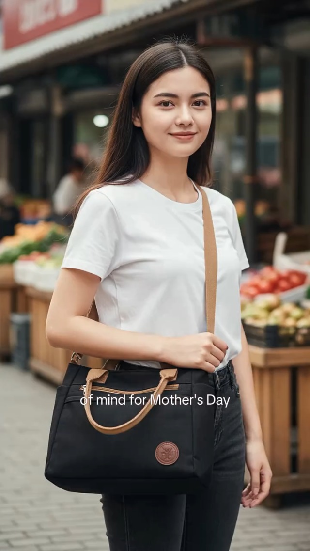 Bolso Tote de lona para mujer con correa cruzada miniatura 6