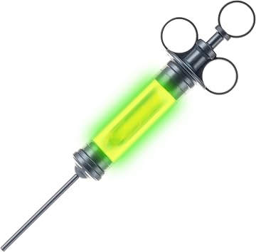 Spooktacular Creations Halloween Radioactive Glowing Syringe Prop, Large Glow Syringes with Green Tube Kids Women Men Mad Scientist Costume Accessories, Halloween Doctor Cosplay Accessory