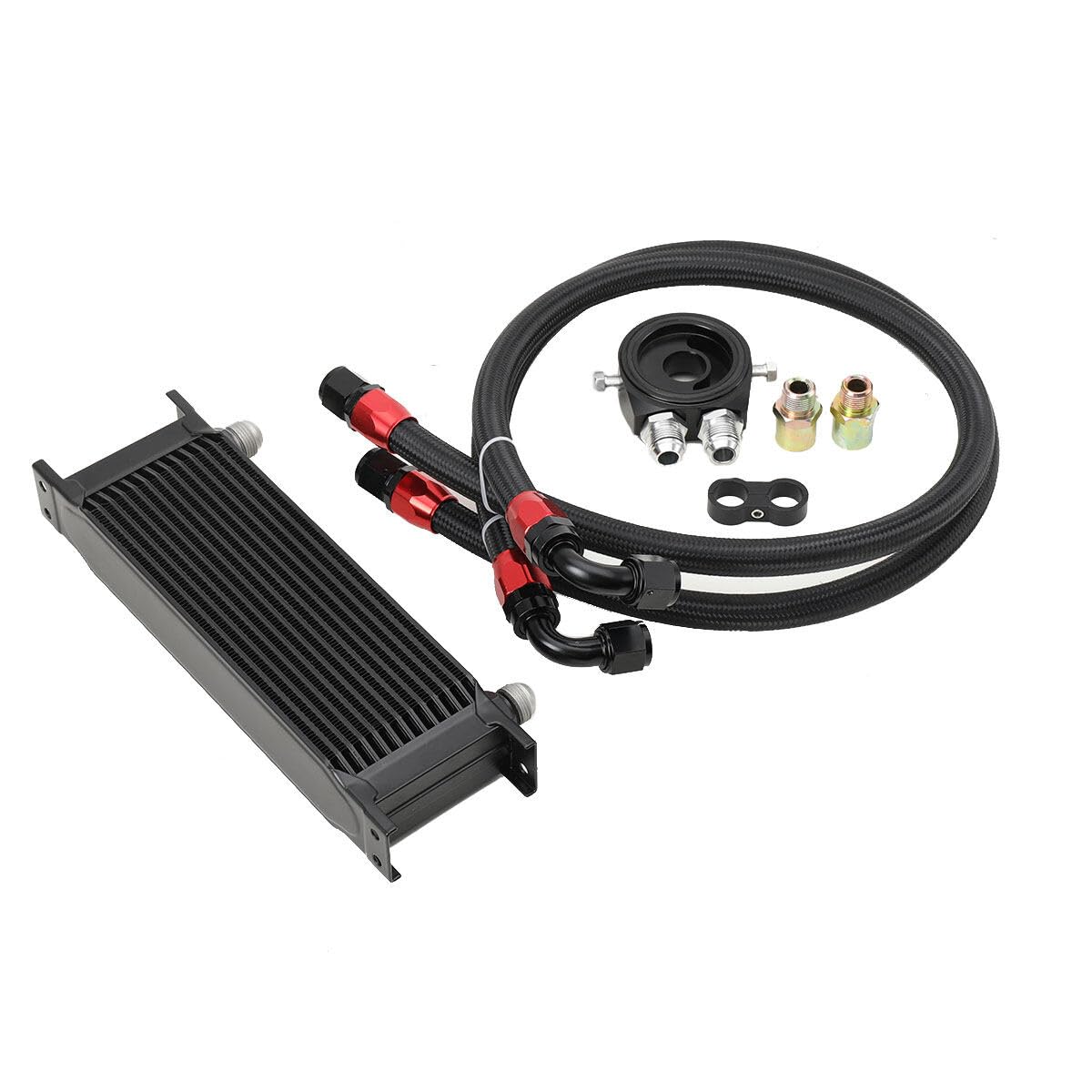 Ölkühler 13 Reihen AN10 Anschluss Set Universal Zusatz Kühlung Extern Oil Cooler