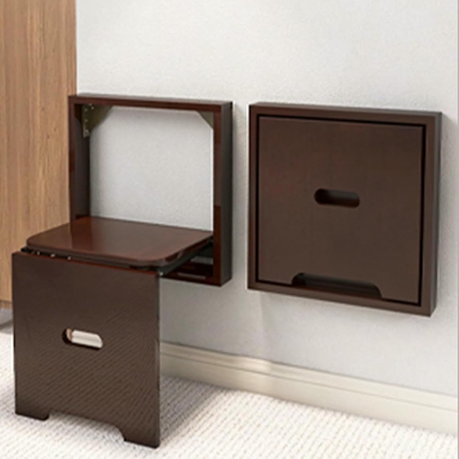Solid Wood Wall Mounted Shoe Changing Stool,Folding Chair Invisible Shoe Bench Rack Hidden Footstool seat,for Entryway Hallway Chair Hall Kitchen
