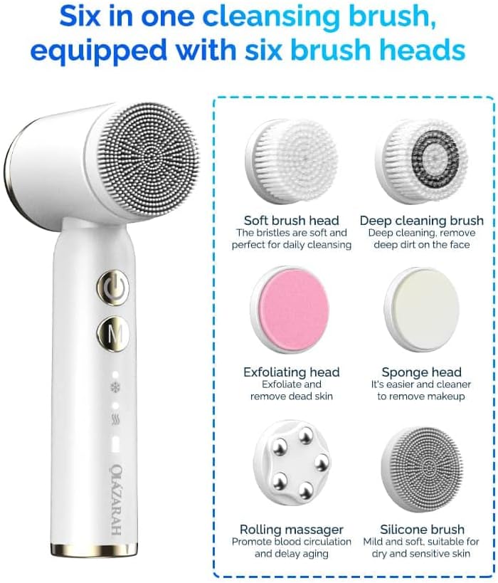 Miniatura 4 de OlaZarah - Cepillo exfoliante para lavado facial, resistente al agua, caliente, frío, juego de cepillos de limpieza facial