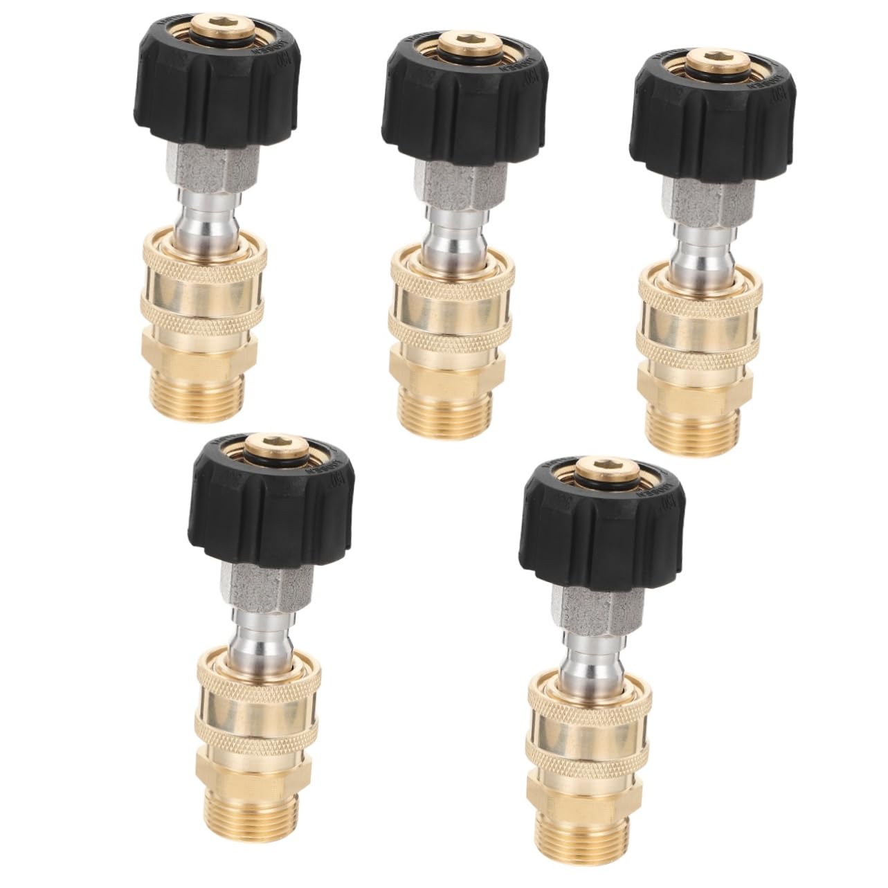Kisangel 5 Set Adattatore adattatori Maschio Collegare Attacco rapido idropulitrice connettore del Tubo dell'idropulitrice connettore rapido della rondella Ottone d'oro